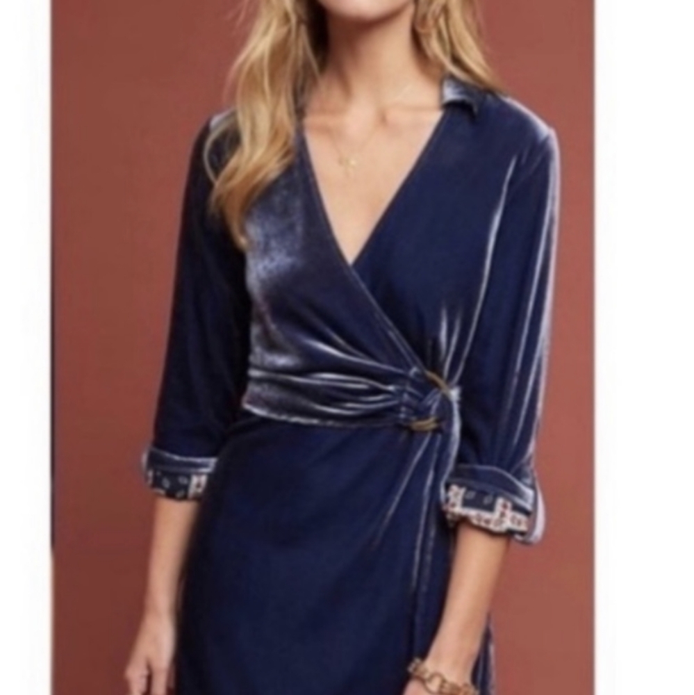 Maeve Anthro Uptown Country Velvet Wrap Dress